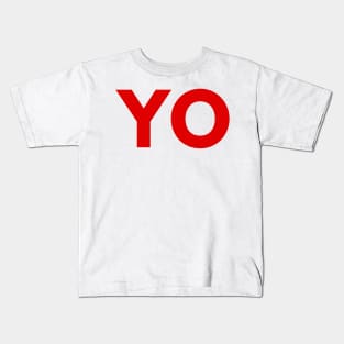 Red YO design from pizza truck Kids T-Shirt